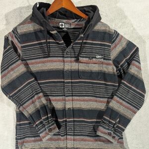 Navy Striped Men's Shirt with Hood
